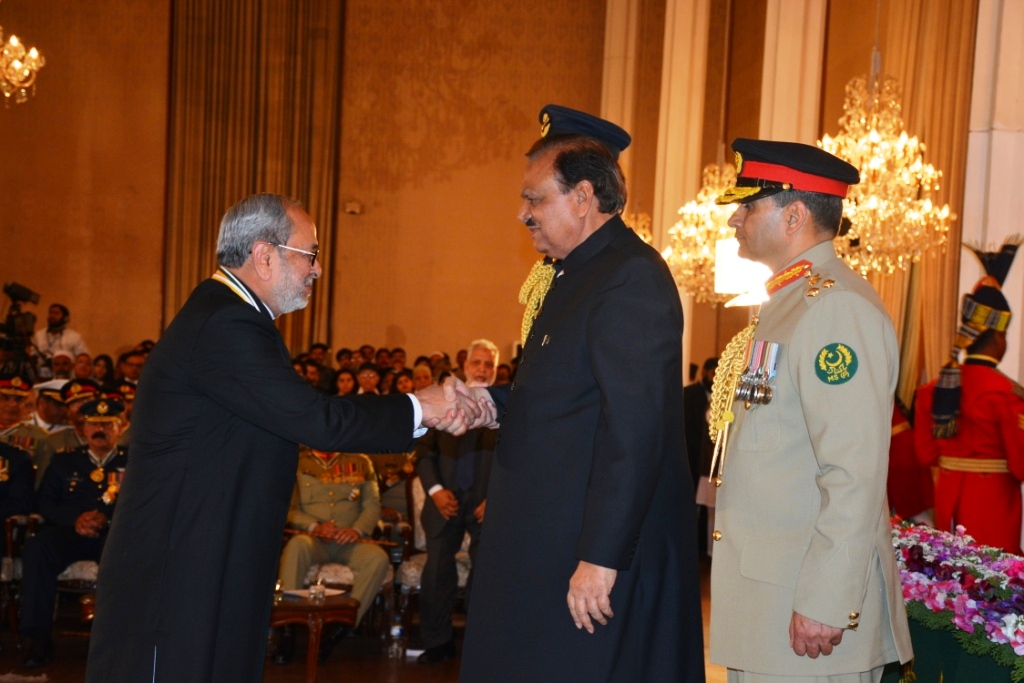 Receiving Hilal Imtiaz from President of Pakistan